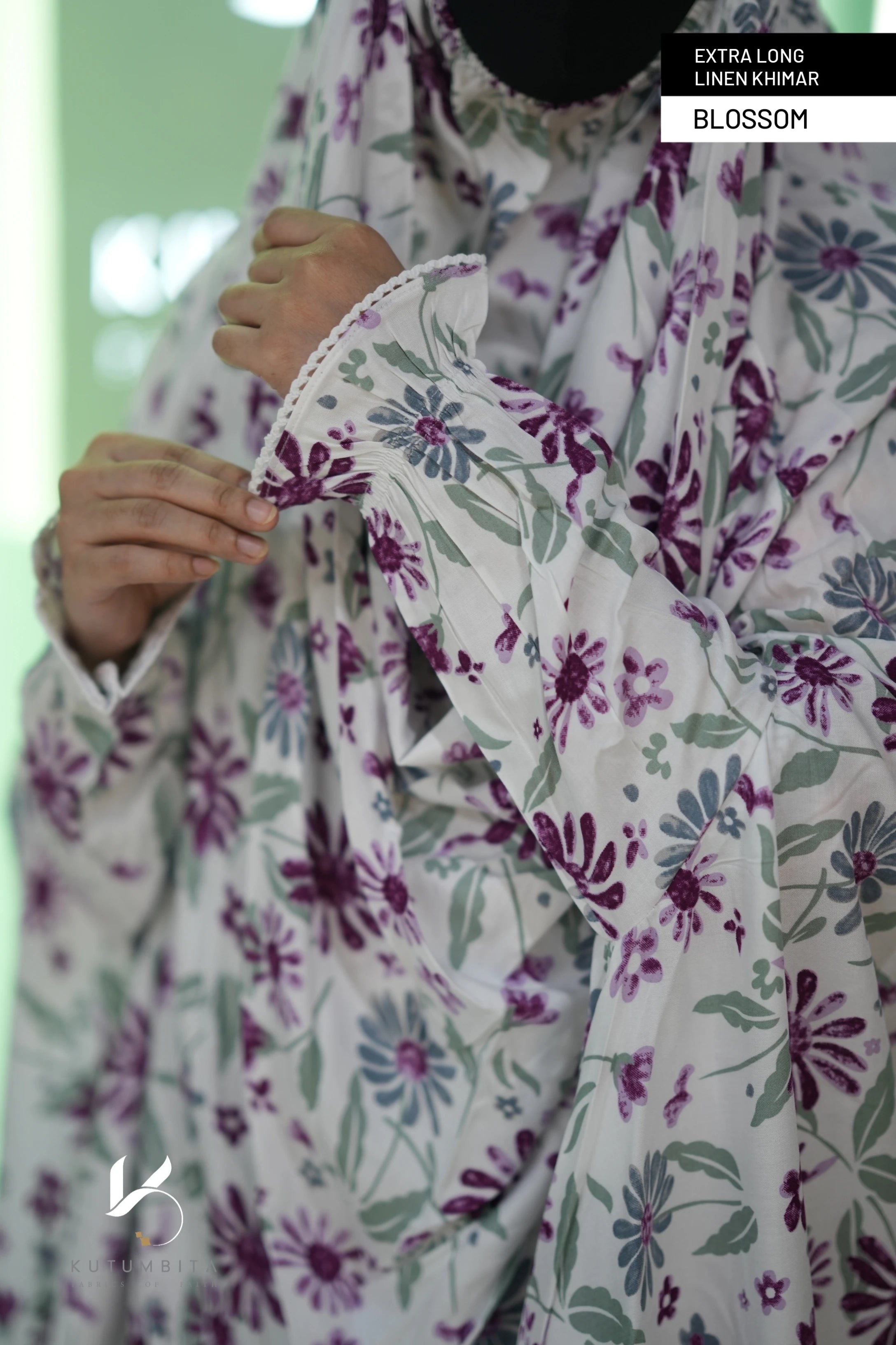Extra Long Linen Sleeve Khimar-Blossom