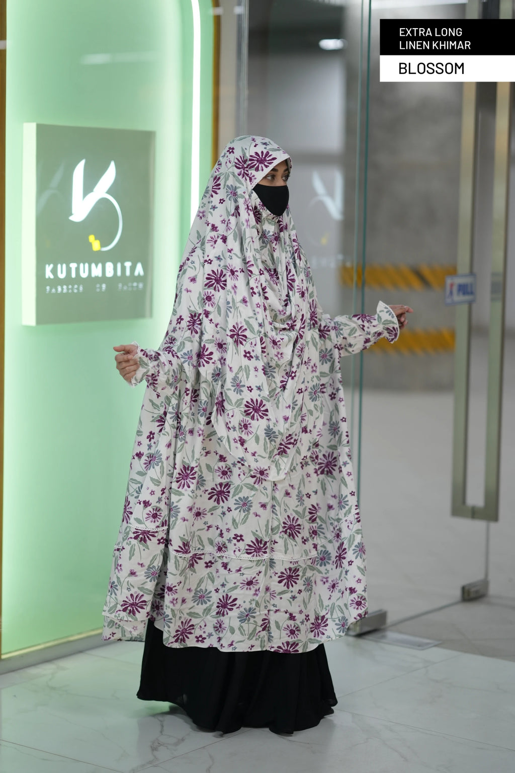 Extra Long Linen Sleeve Khimar-Blossom