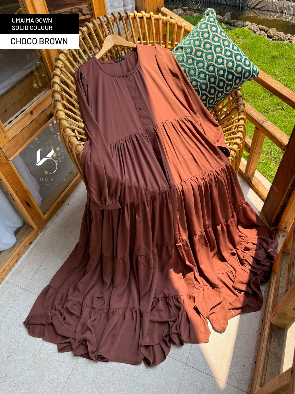 Umaima Gown Solid Colour- Choco Brown