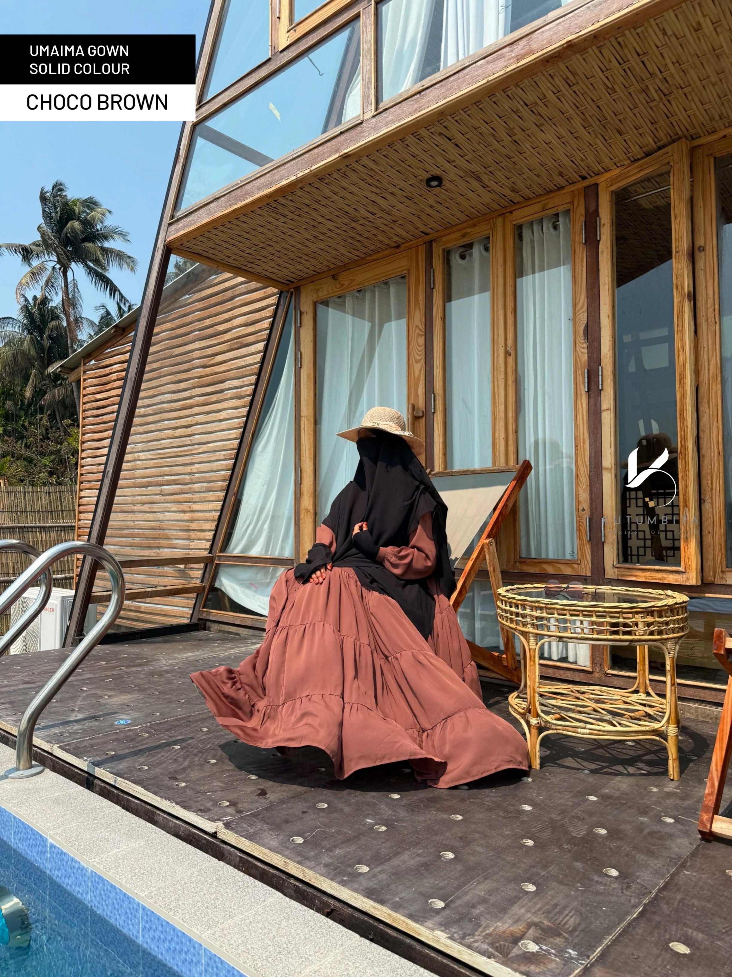 Umaima Gown Solid Colour- Choco Brown