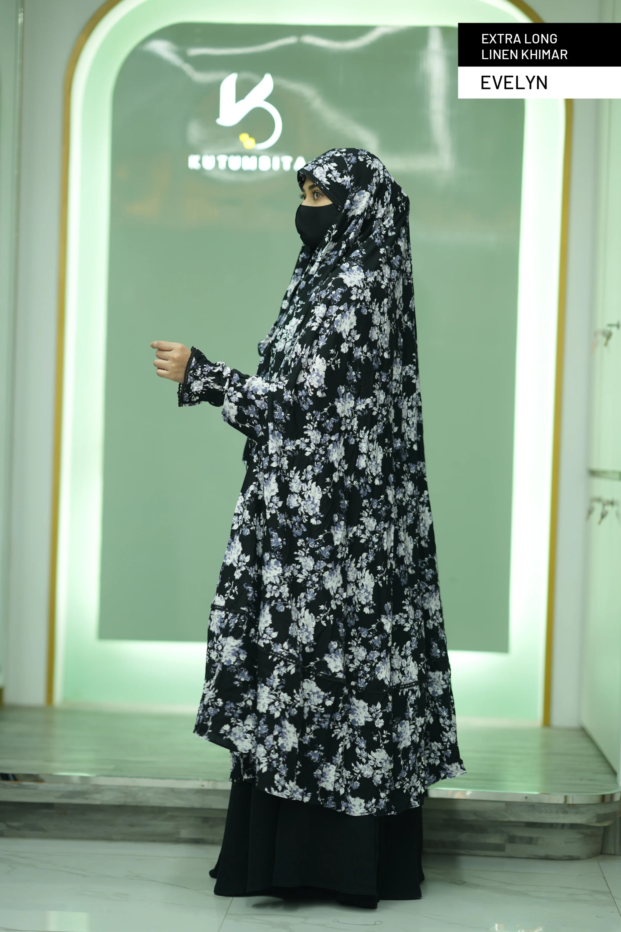 Extra Long Linen Sleeve Khimar-Evelyn