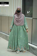 Printed Pleated Abaya  - Flora