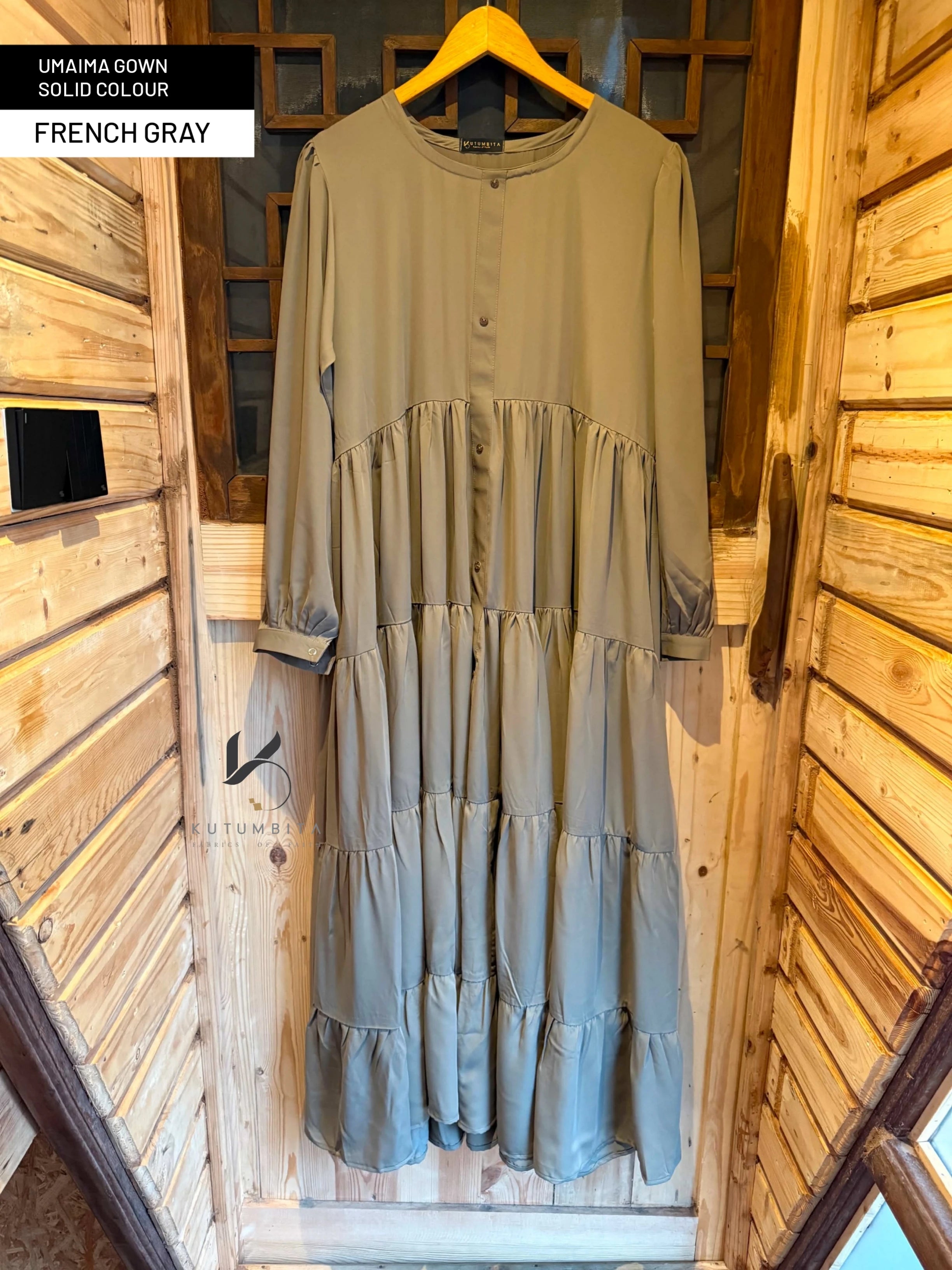 Umaima Gown Solid Colour- French Gray