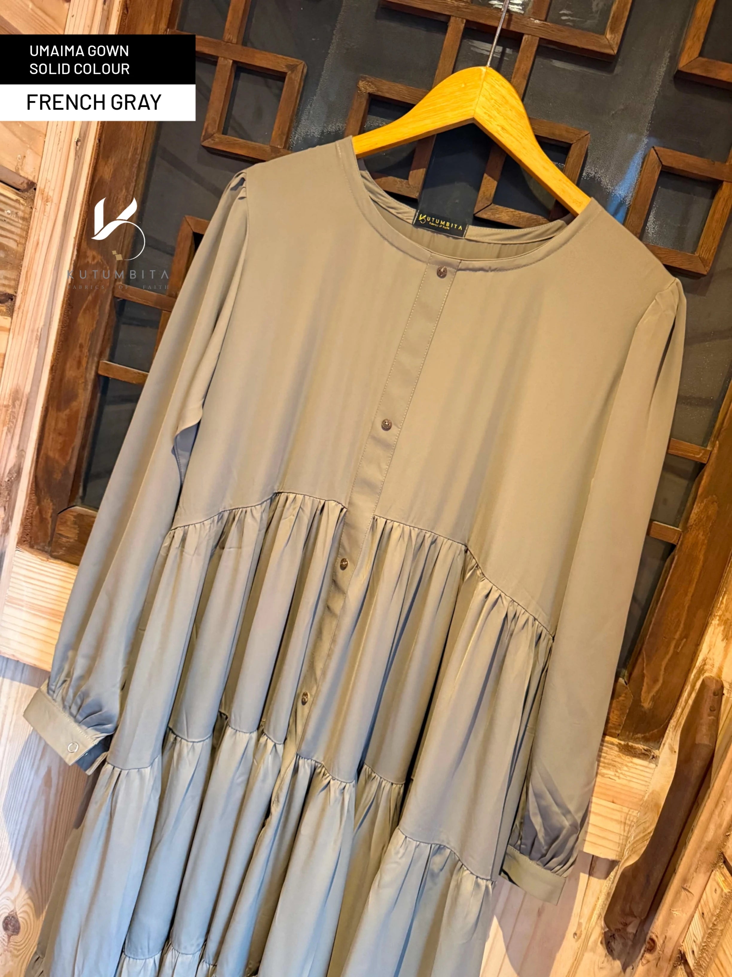 Umaima Gown Solid Colour- French Gray