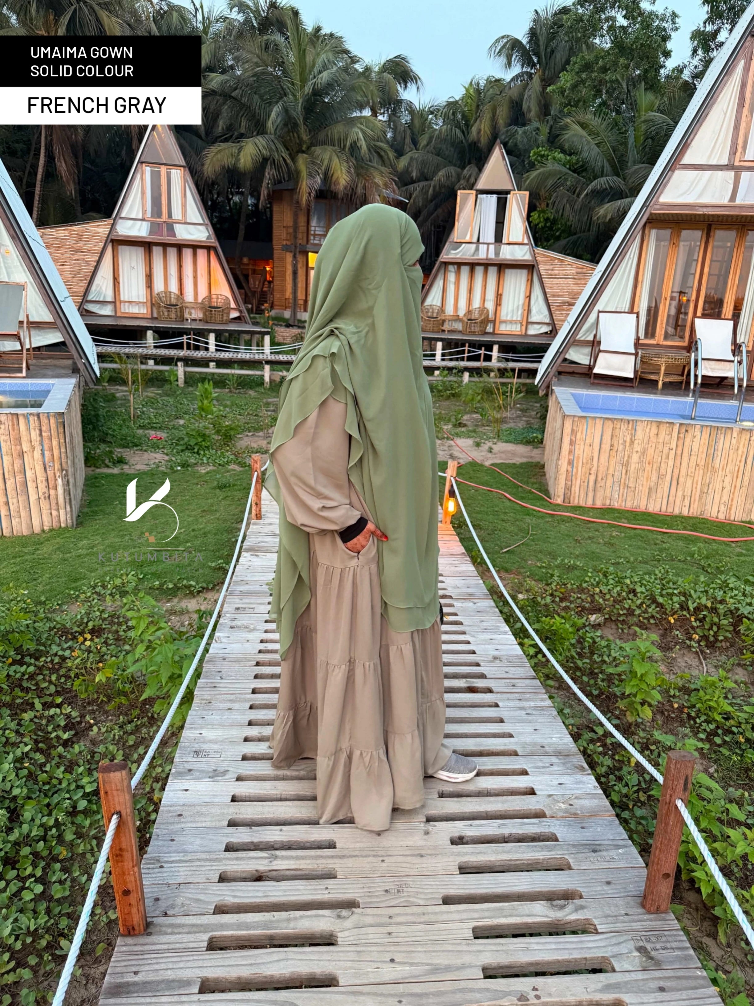 Umaima Gown Solid Colour- French Gray
