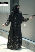 Printed Pleated Abaya  - Irish