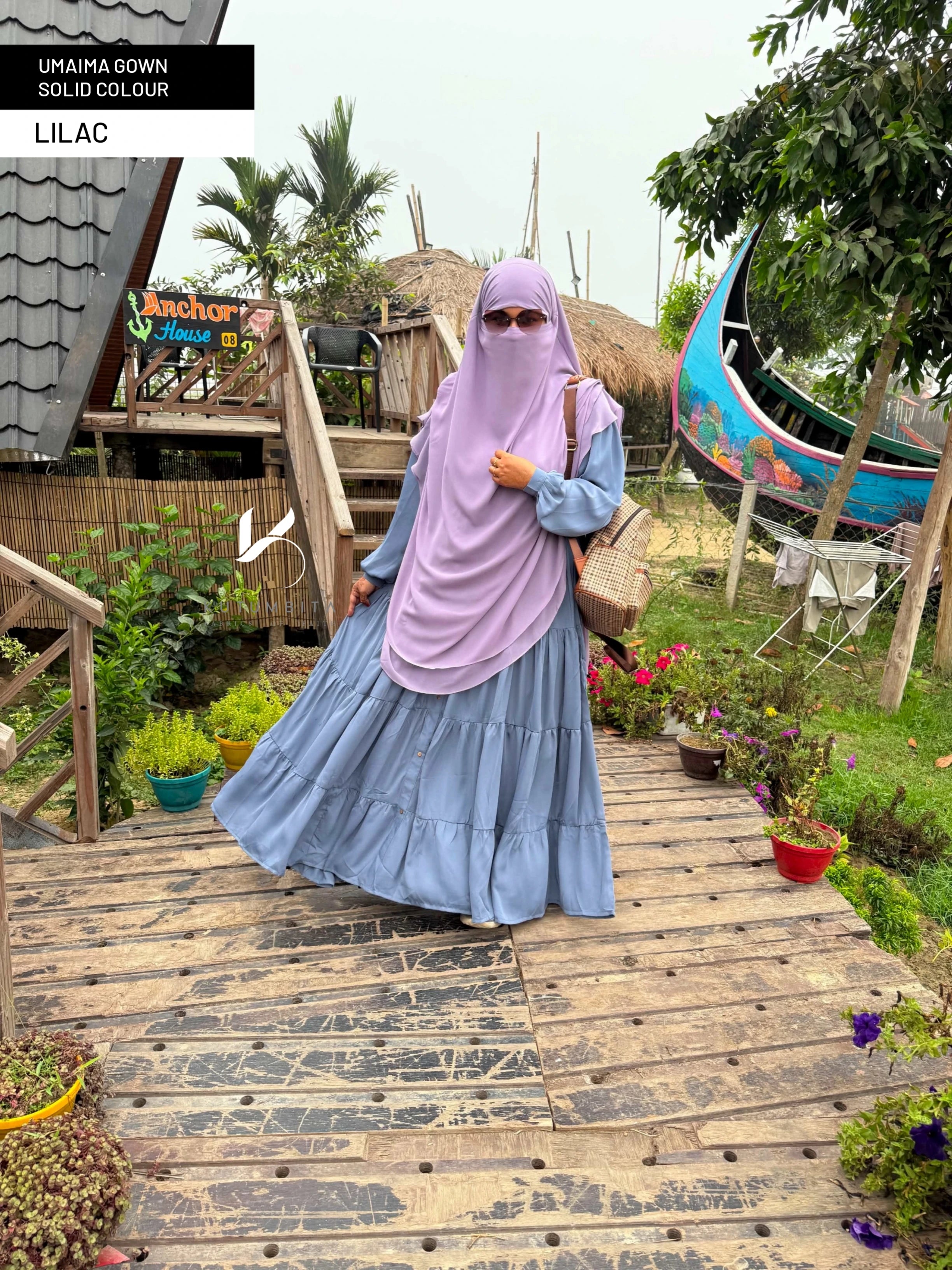 Umaima Gown Solid Colour- Lilac