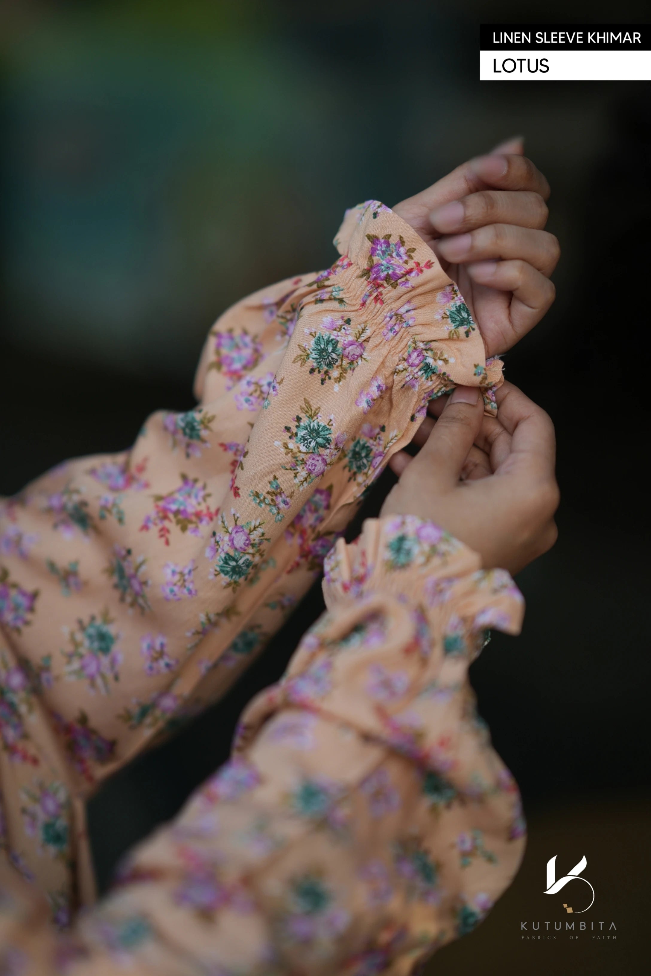 Linen Instant Sleeve Khimar- Lotus