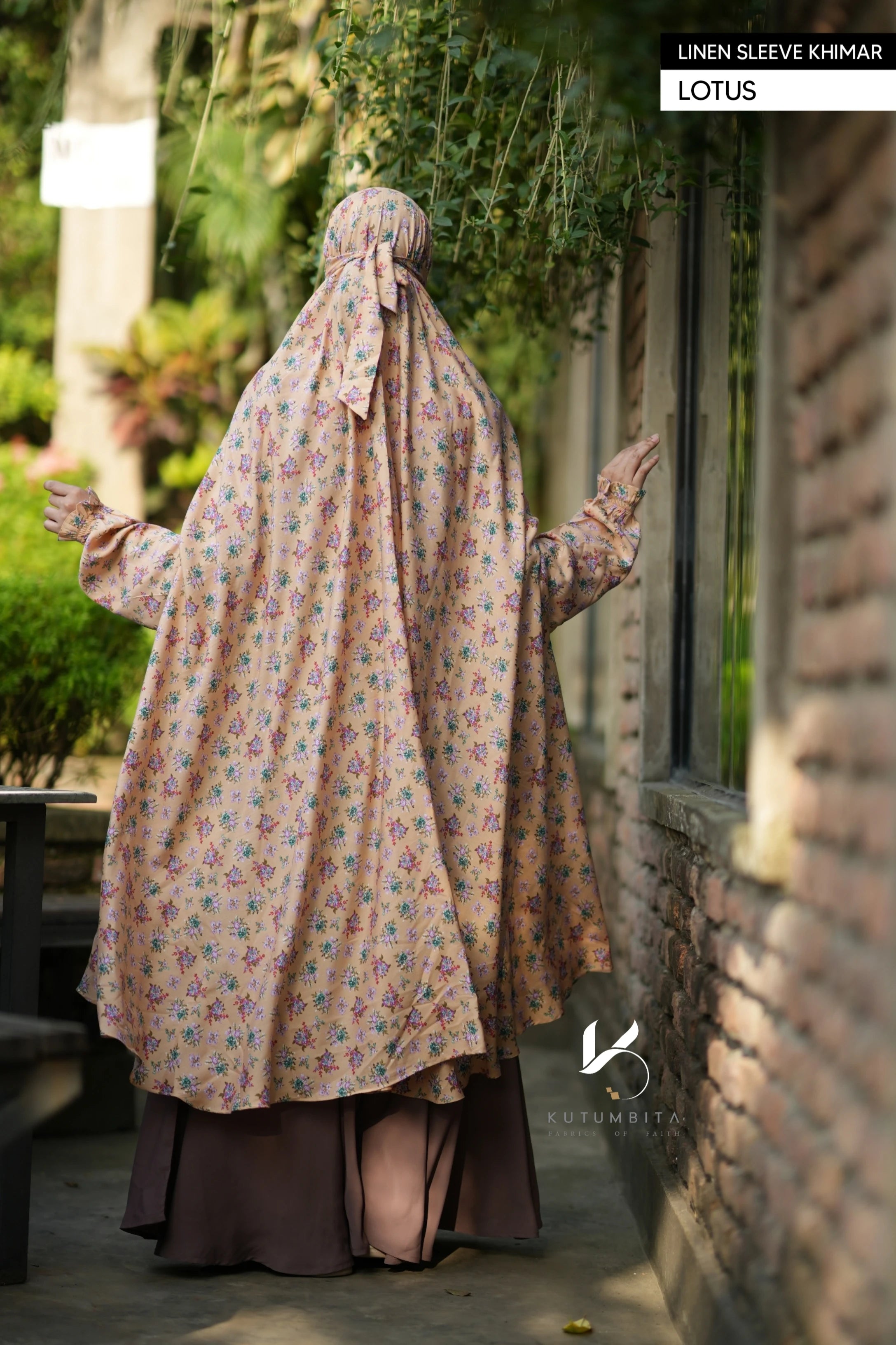 Linen Instant Sleeve Khimar- Lotus