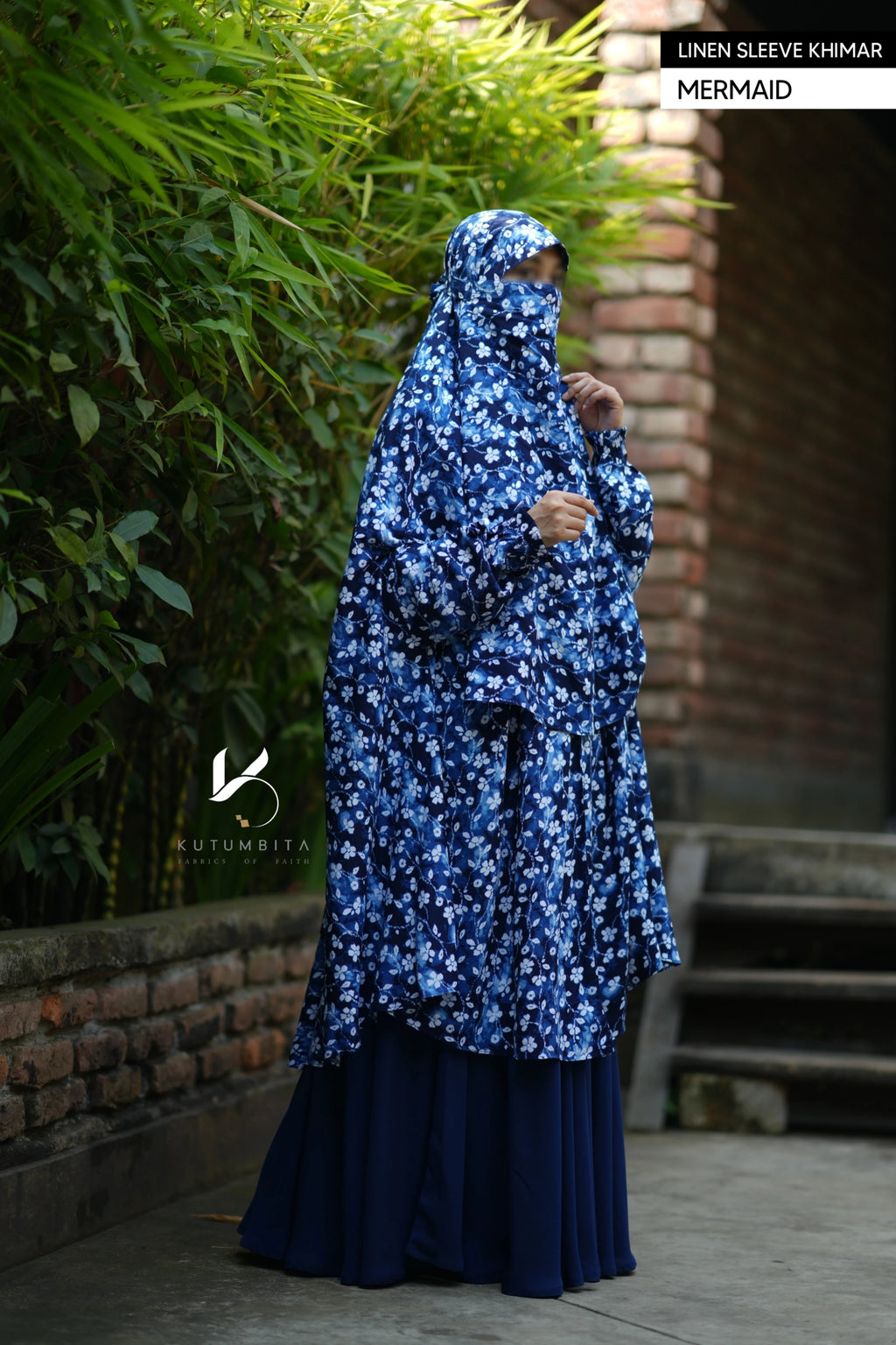 Linen Instant Sleeve Khimar- Mermaid