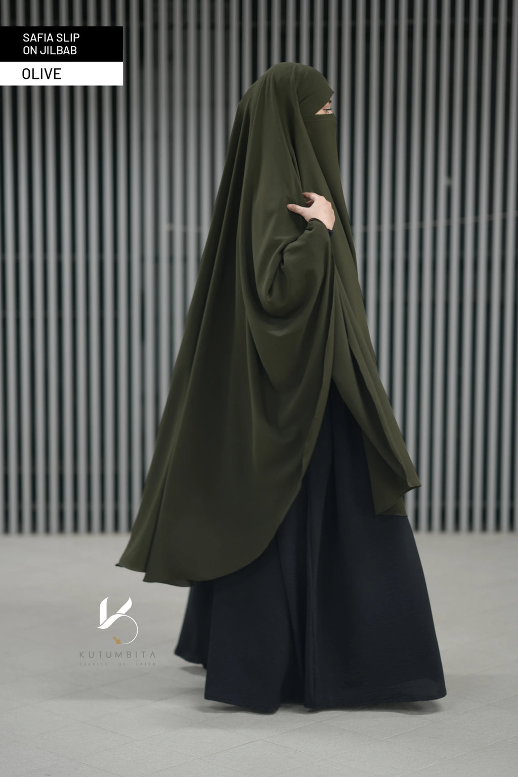 Safia Slip On Jilbab-Olive