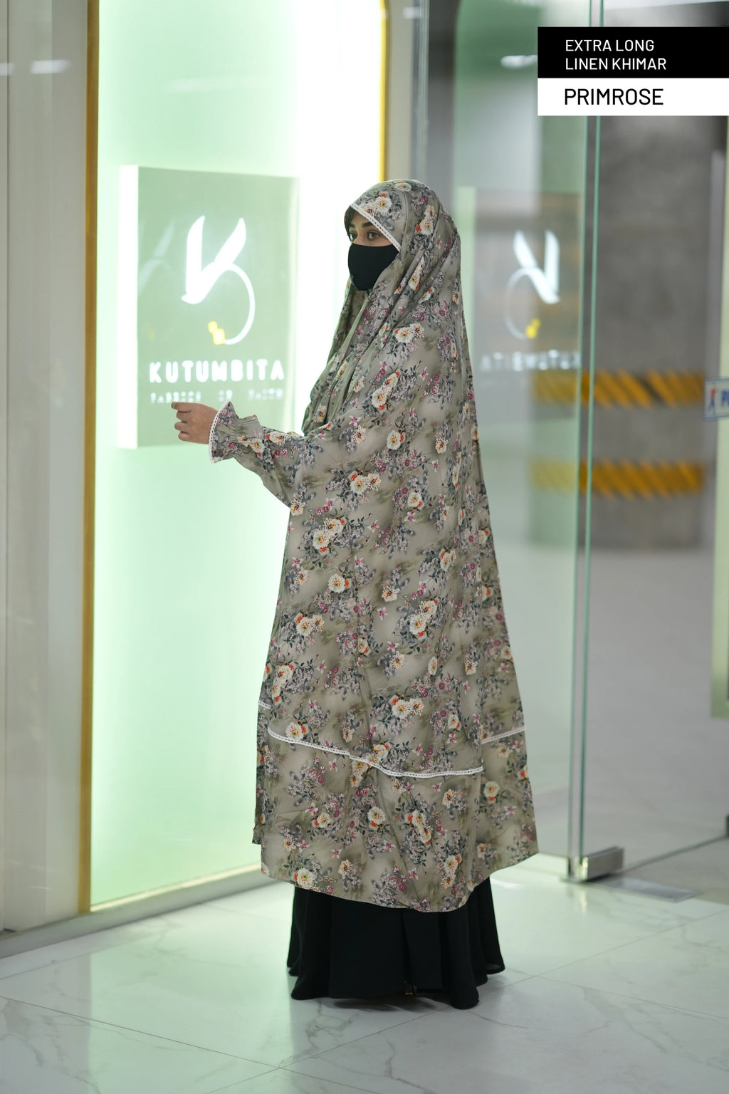 Extra Long Linen Sleeve Khimar-Primrose