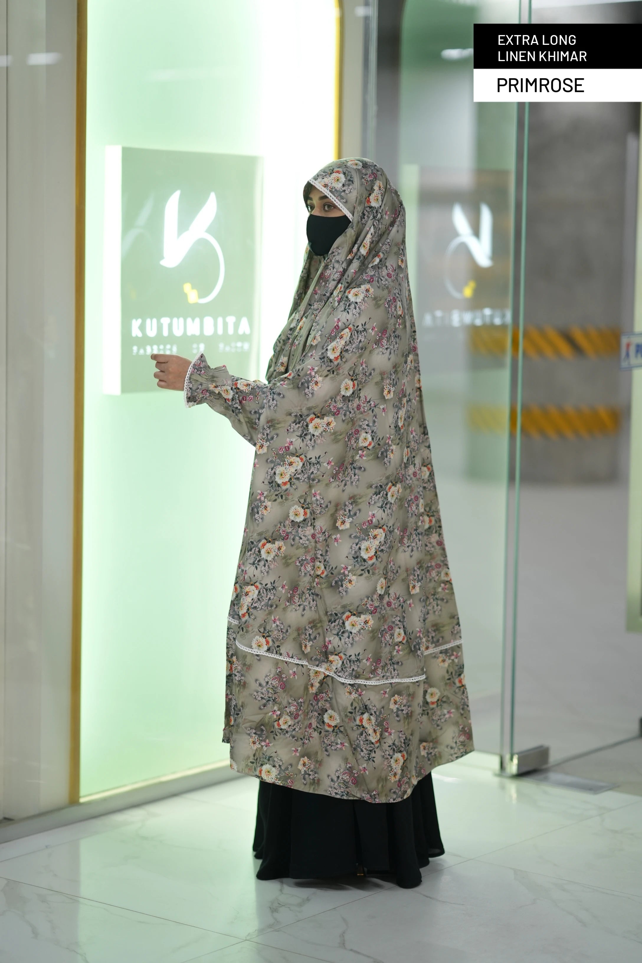 Extra Long Linen Sleeve Khimar-Primrose